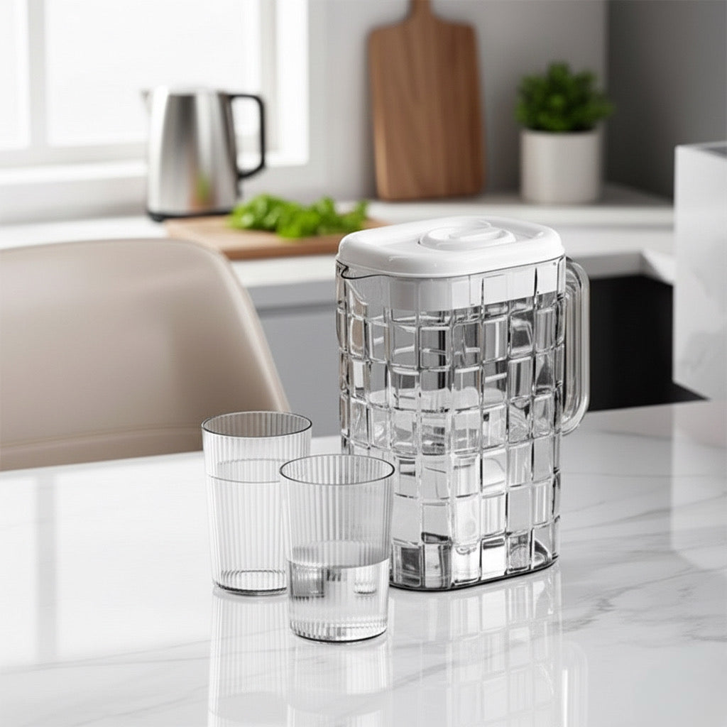 طقم دورق + 2 كوب اكريلك ضد الكسر