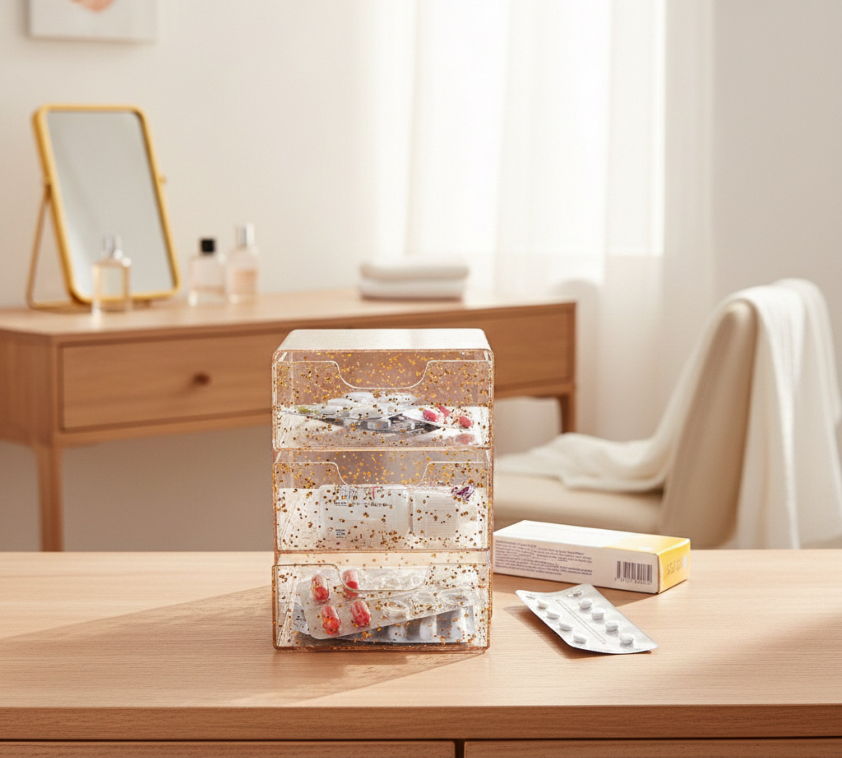 منظم لارتي الاكريلك - ذهبي