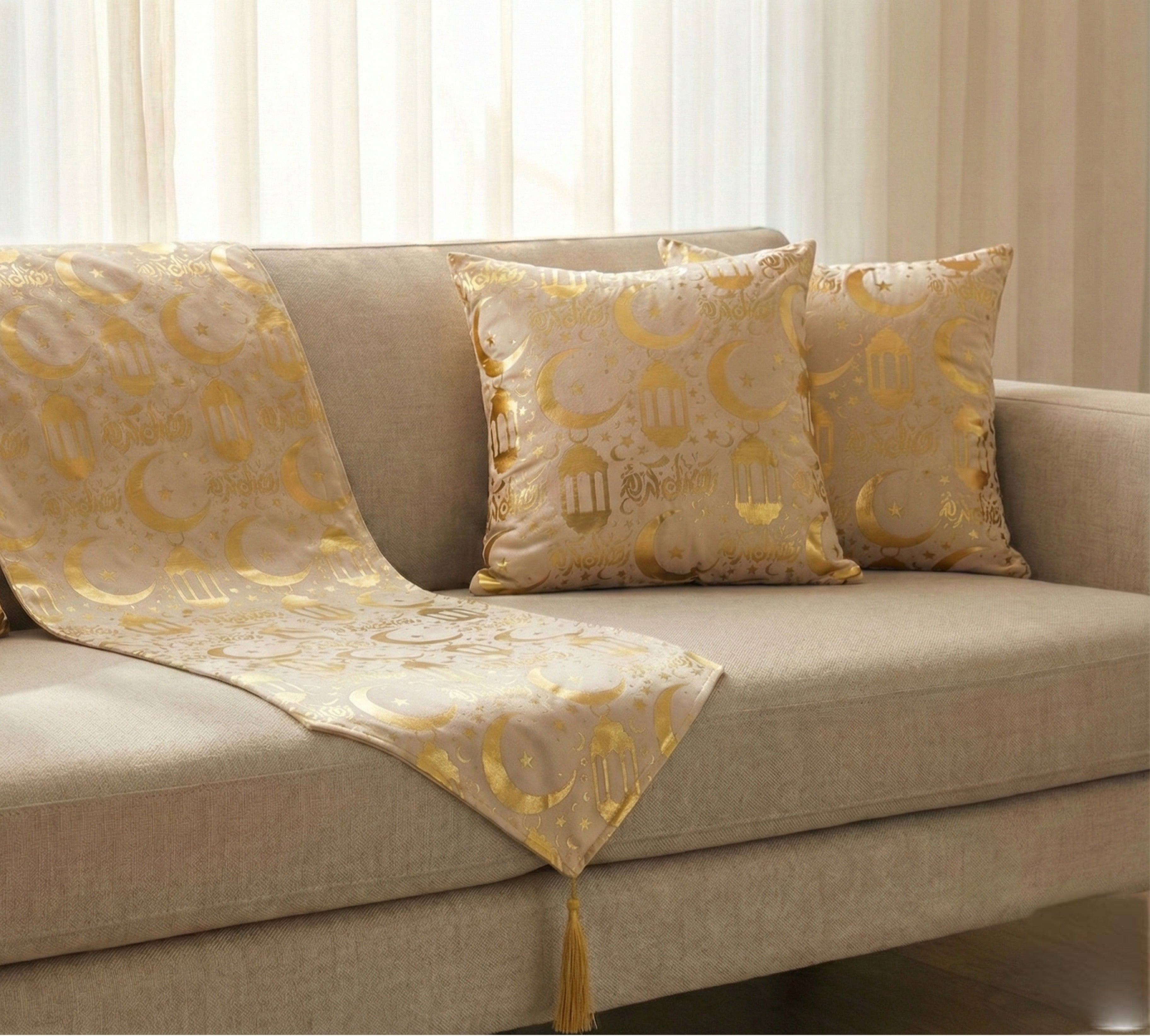 طقم رانر+٢كوشن رمضان - هلال