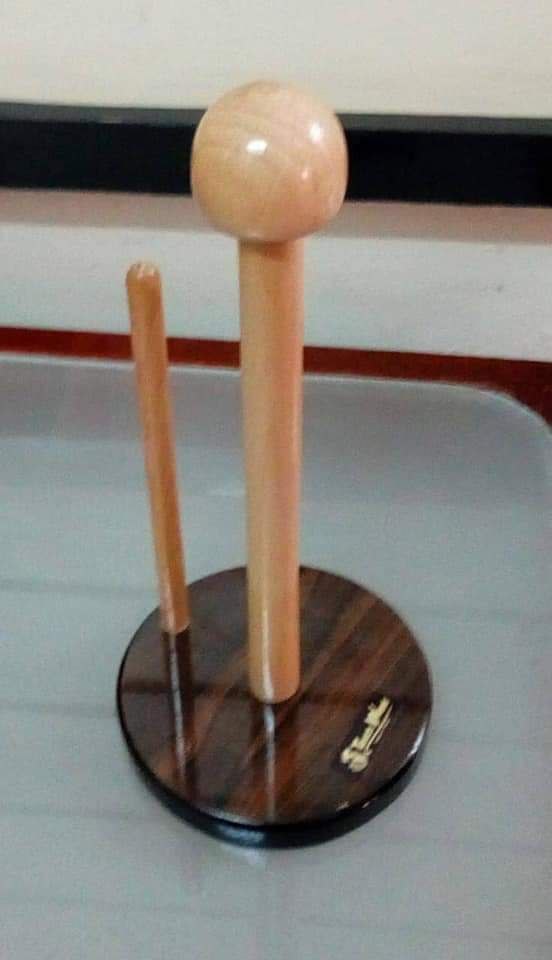 حامل مناديل مطبخ خشب مزدوج