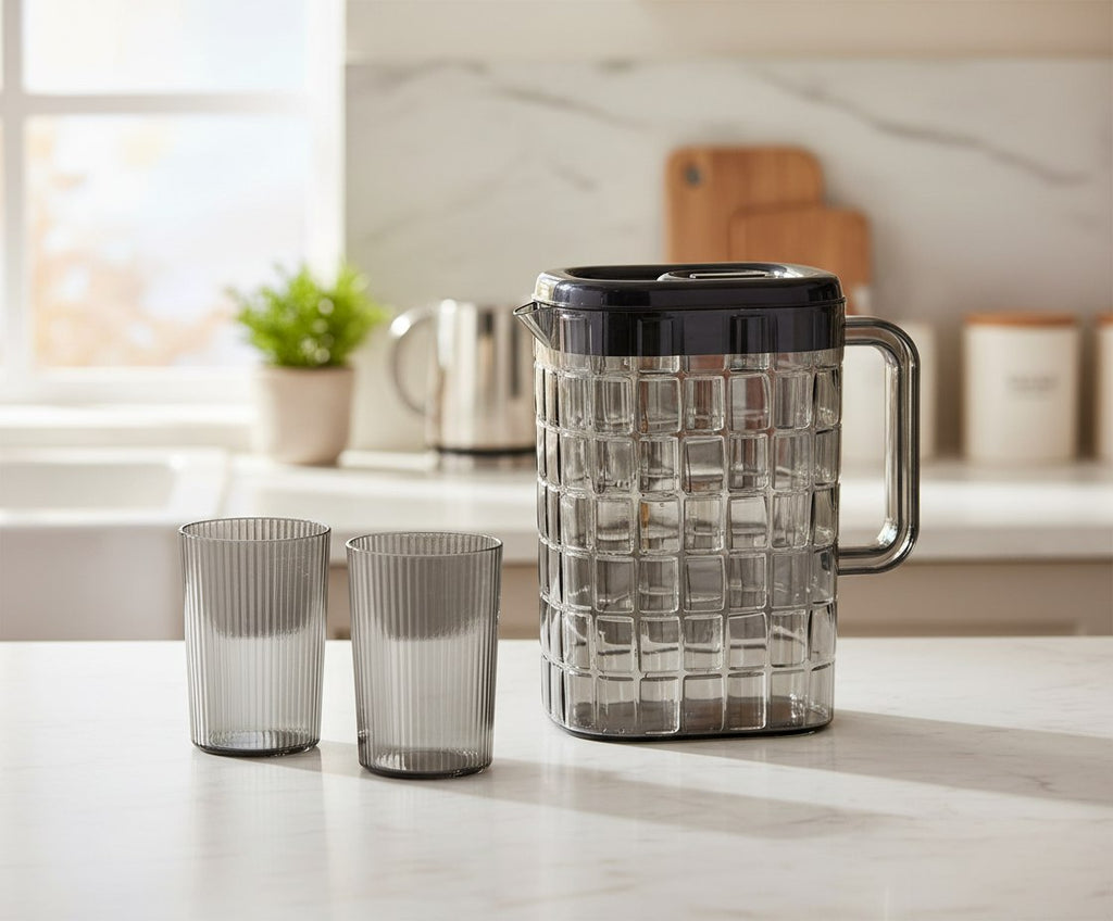 طقم دورق + 2 كوب اكريلك ضد الكسر