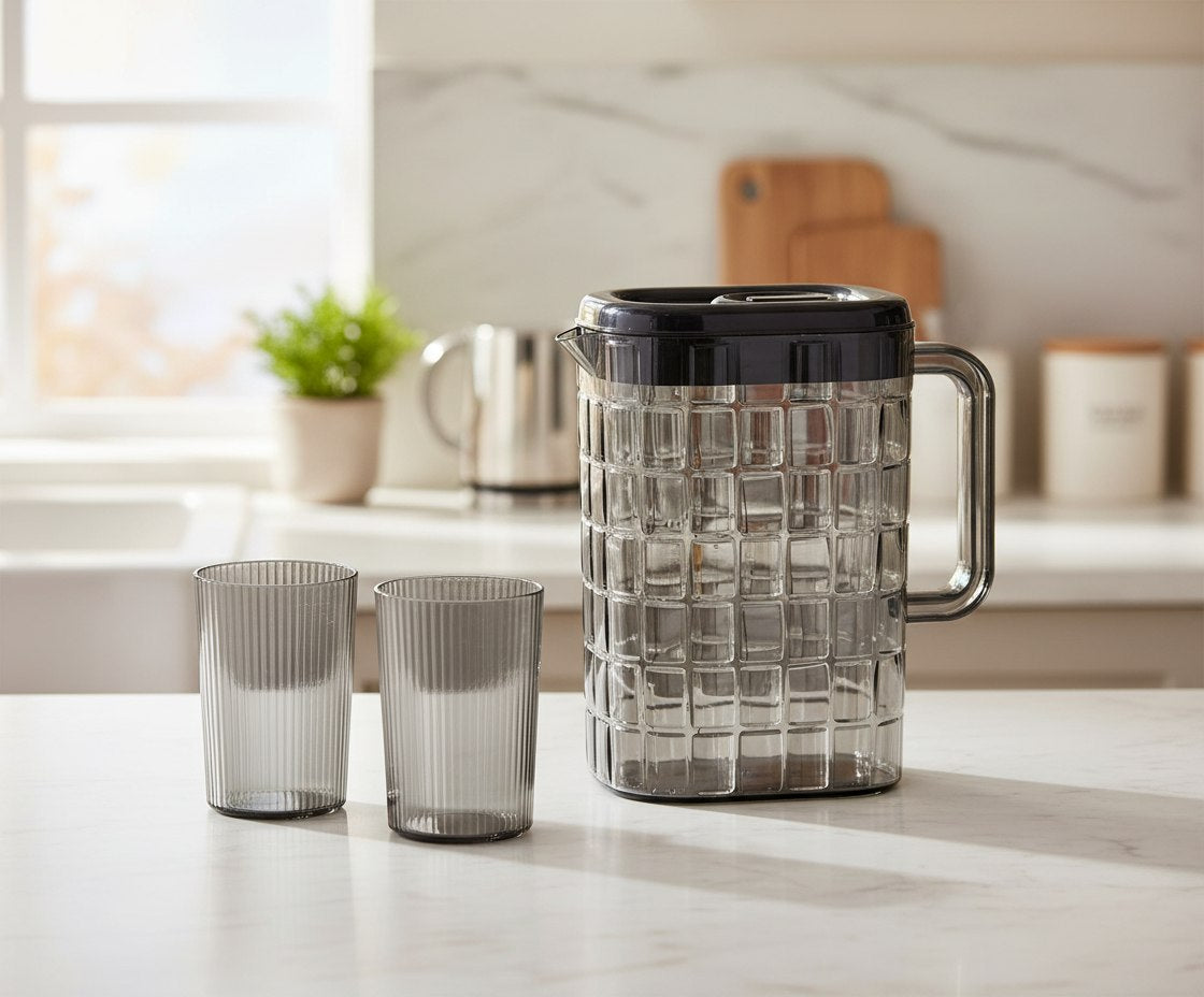 طقم دورق + 2 كوب اكريلك ضد الكسر