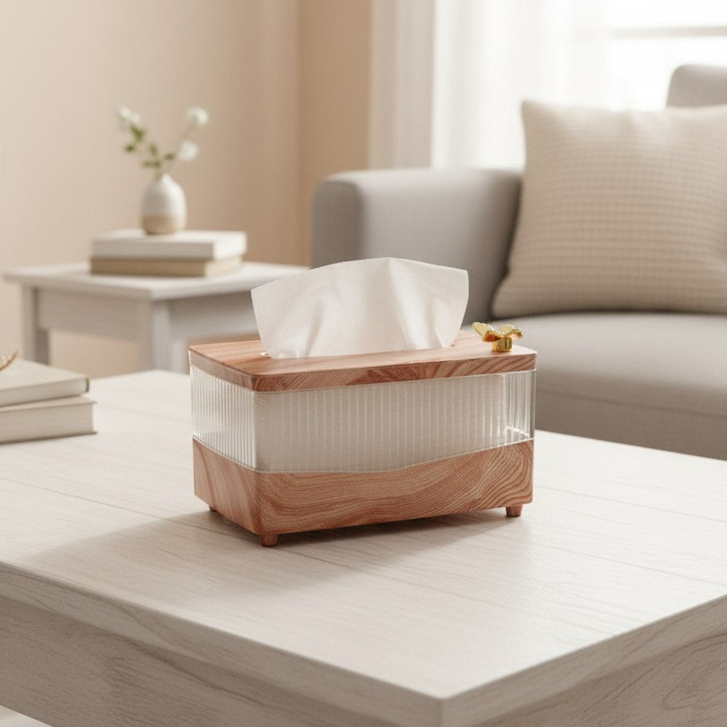 علبة مناديل توتي الخشبية