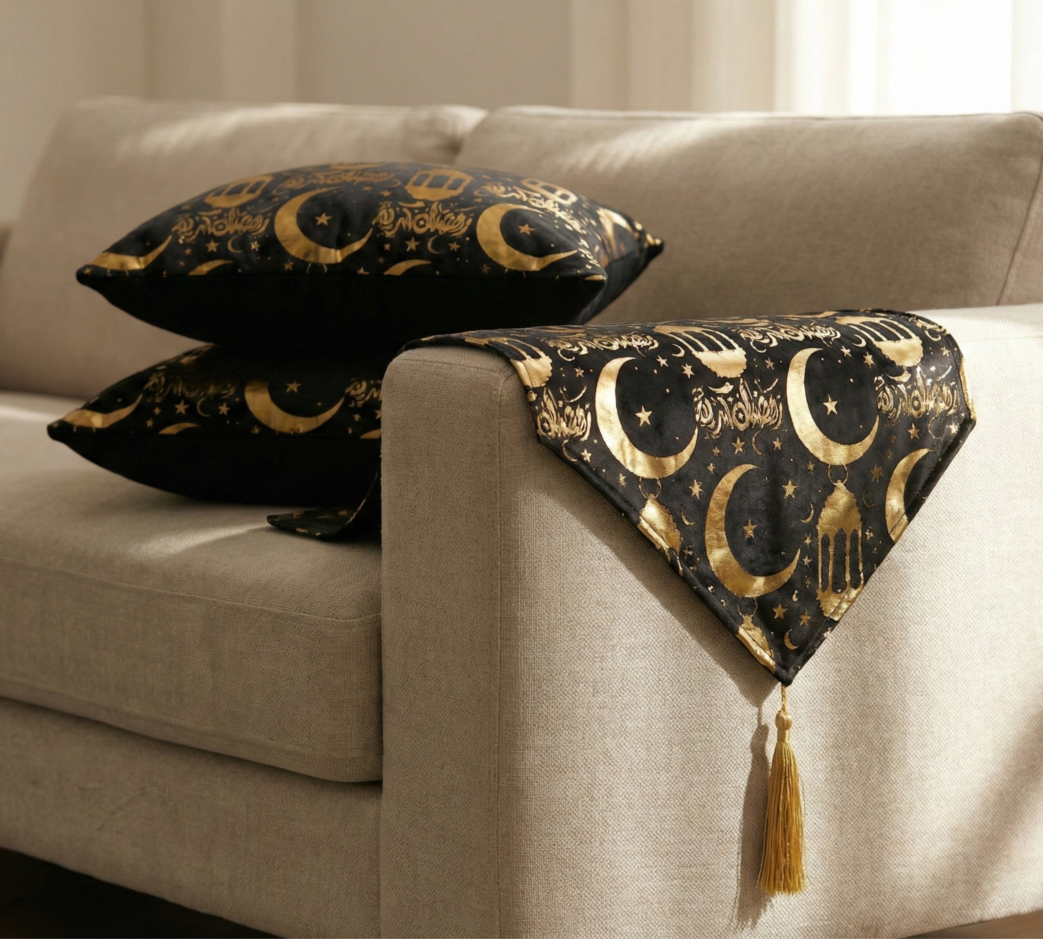 طقم رانر+٢كوشن رمضان - هلال