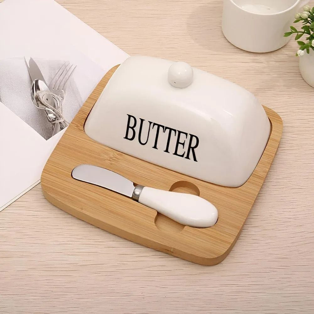 طقم زبدة بورسلين - ٣ قطع