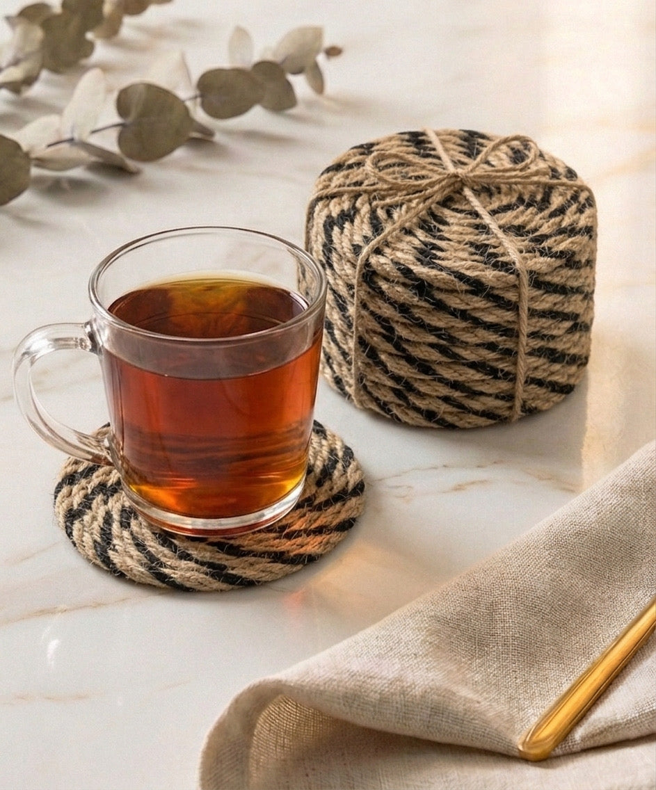 كوستر كتان هاند ميد مقاس 10 سم