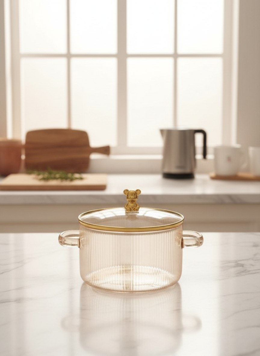 حلة بيركس حراري عسلى مقبض دب