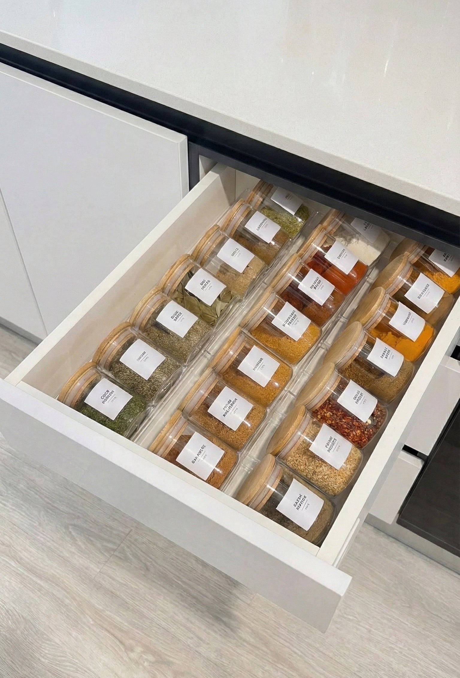 طقم توابل زجاج مدور بغطاء خشب - ٢٠٠مل