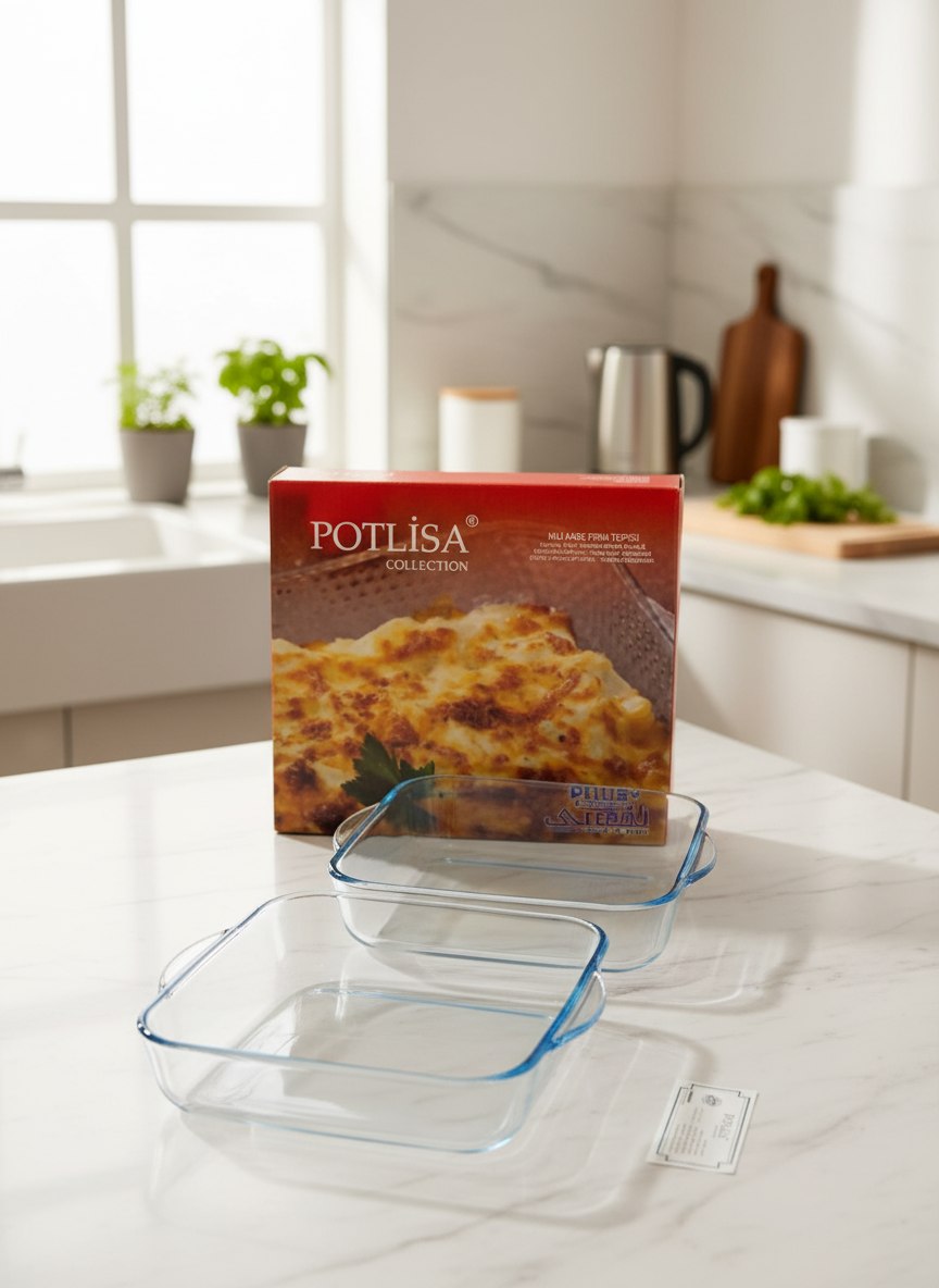 طقم طاجن بايركس حراري POTLISA التركي -مربع