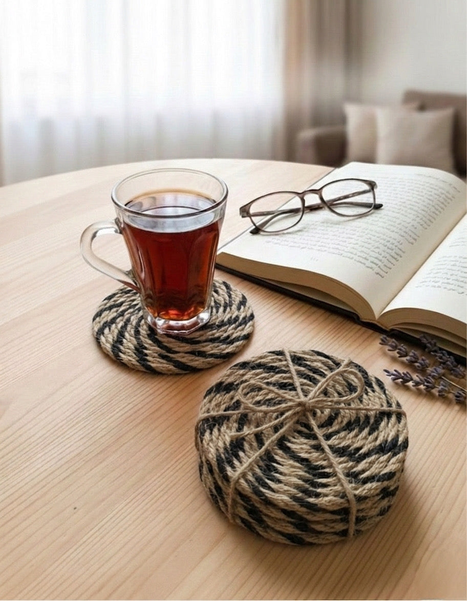 كوستر كتان هاند ميد مقاس 10 سم