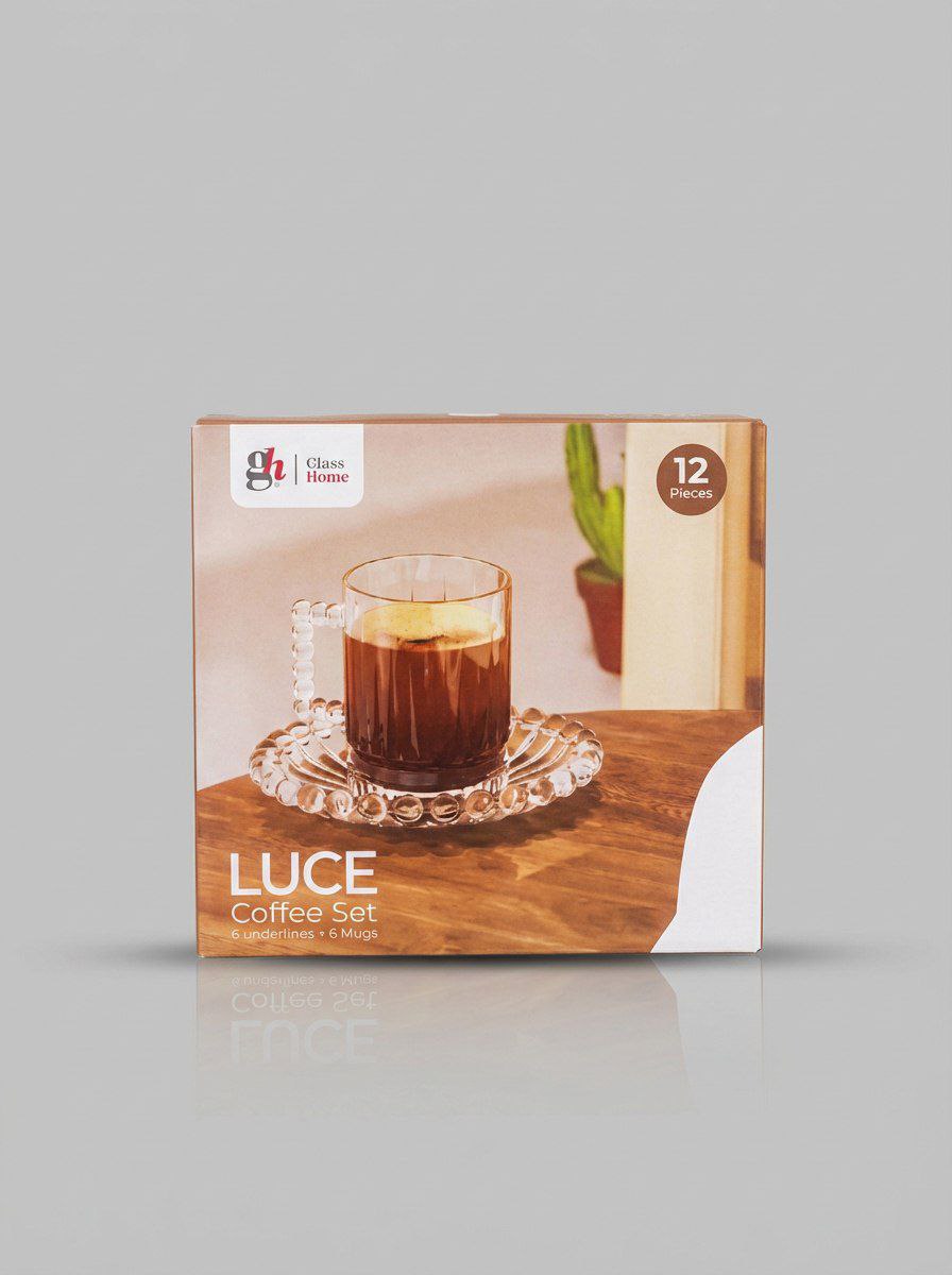 طقم مجات قهوة زجاج (6+6)