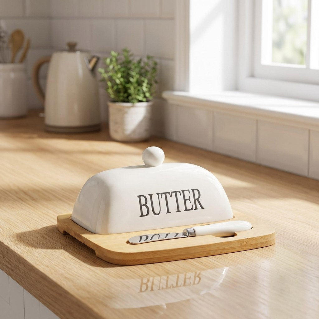 طقم زبدة بورسلين - ٣ قطع