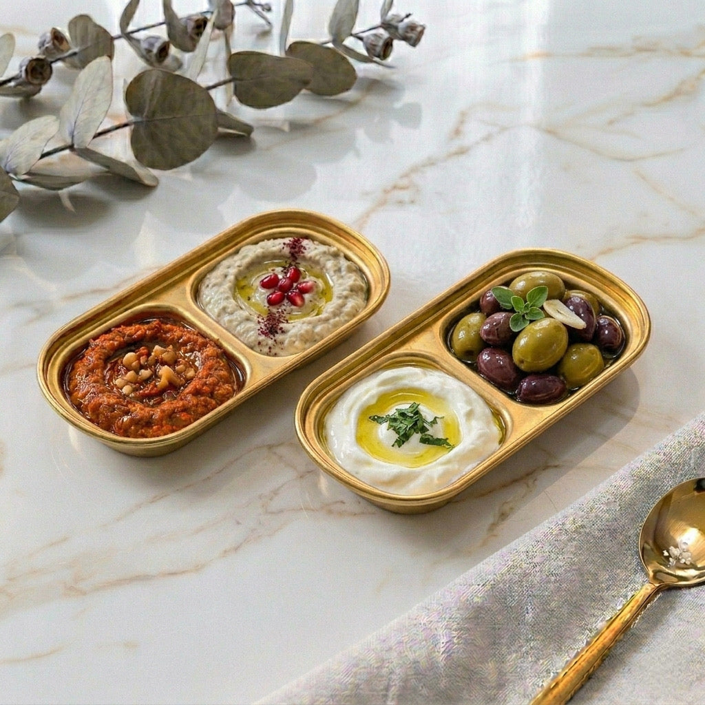 اطباق صوص ذهبي استانلس - ٢ قطعة