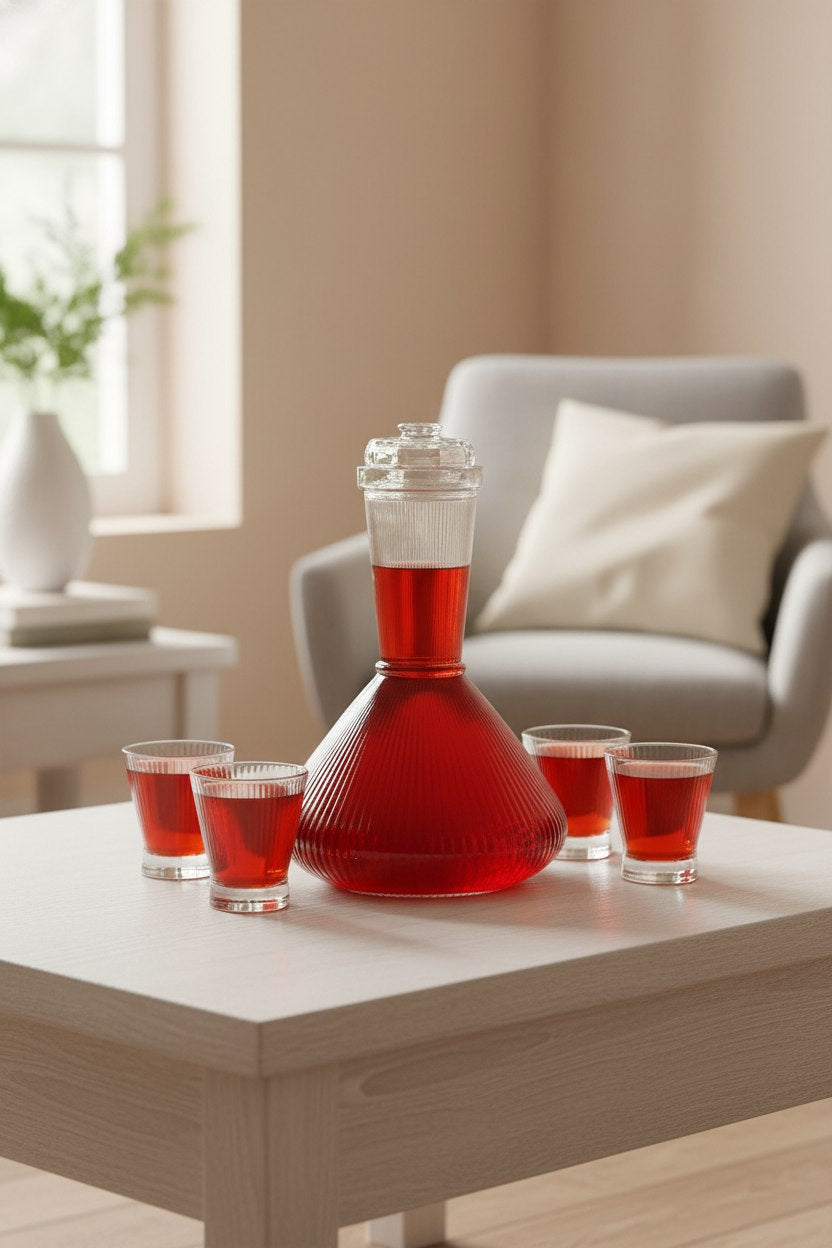 طقم شربات وعصير مضلع ٧ قطع