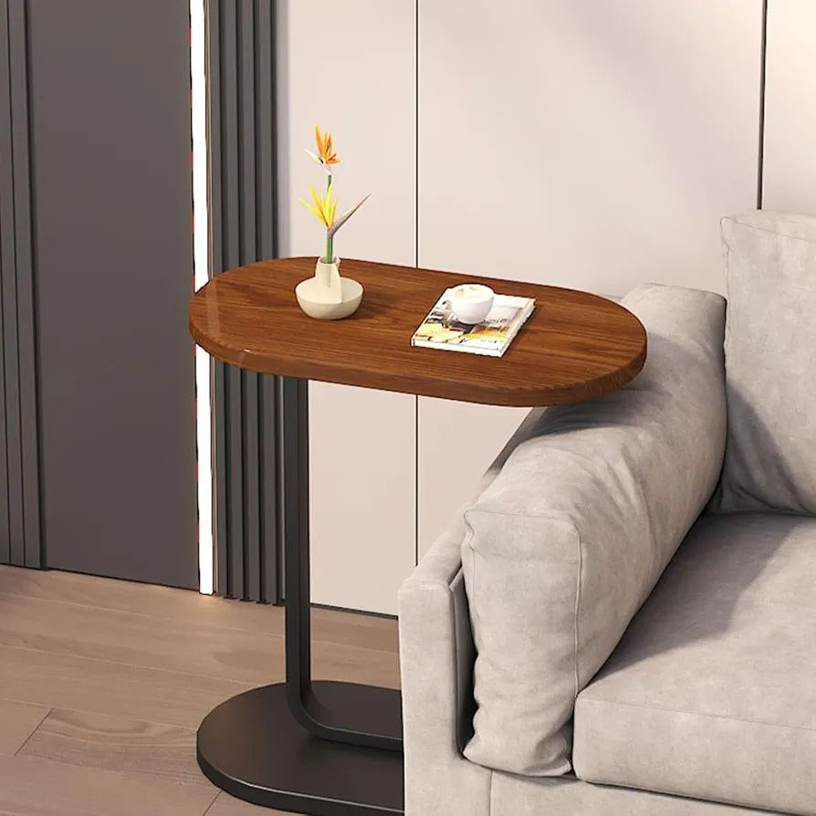 طاولة جانبية بيضاوية خشب x معدن