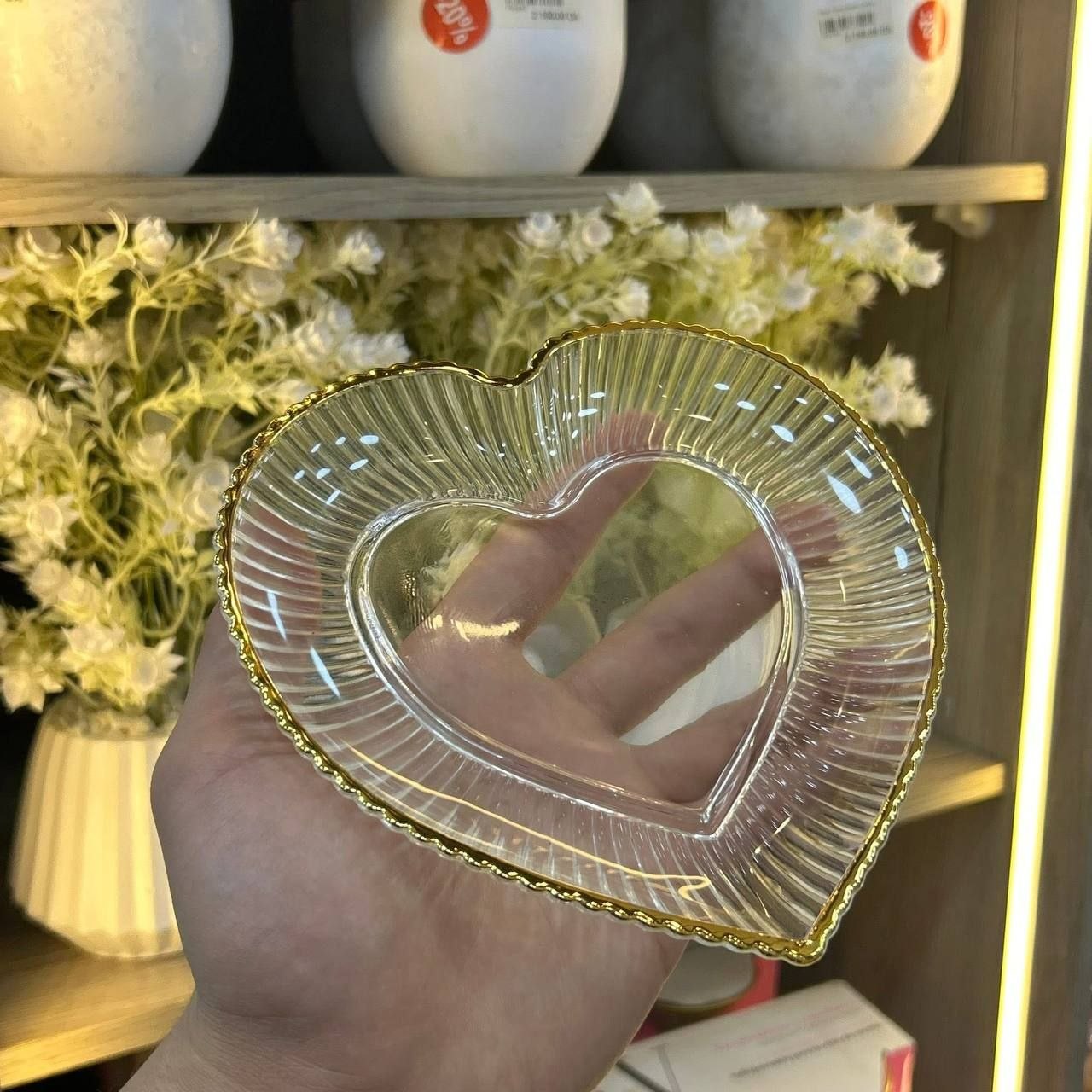 طقم خشاف زجاج قلب اطار دهبي