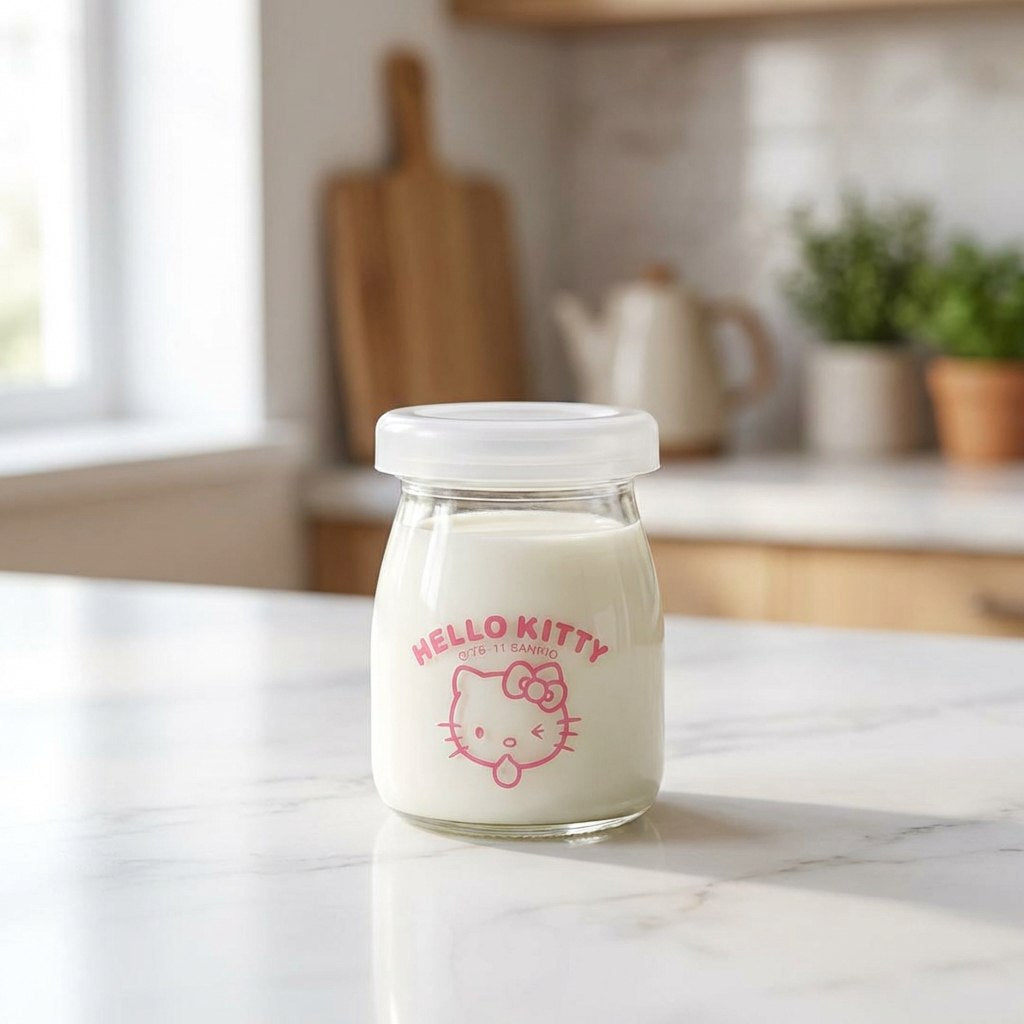 طقم زبادي زجاج Hello Kitty- ٦ قطع