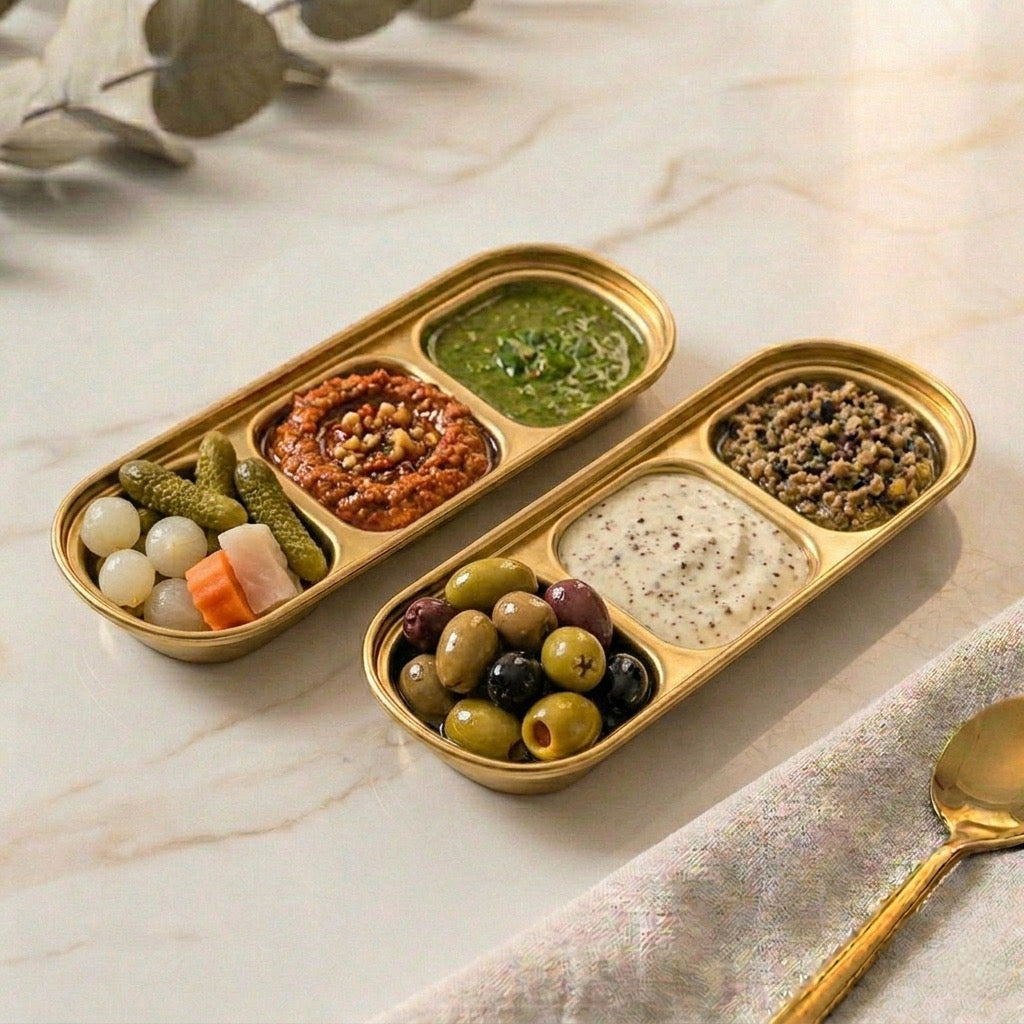 اطباق صوص ذهبي استانلس - ٢ قطعة