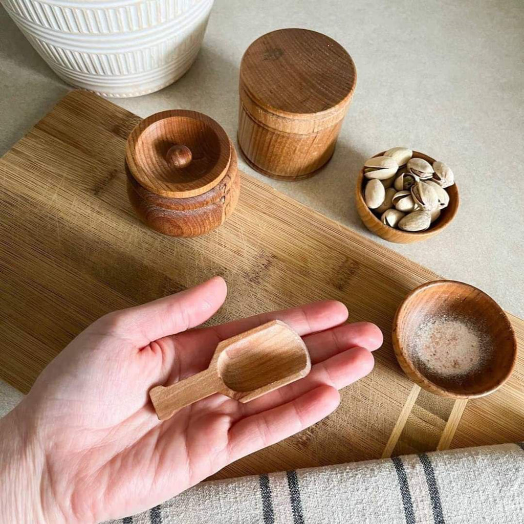 طقم جاروف توابل خشب بامبو - ١٠ قطعة