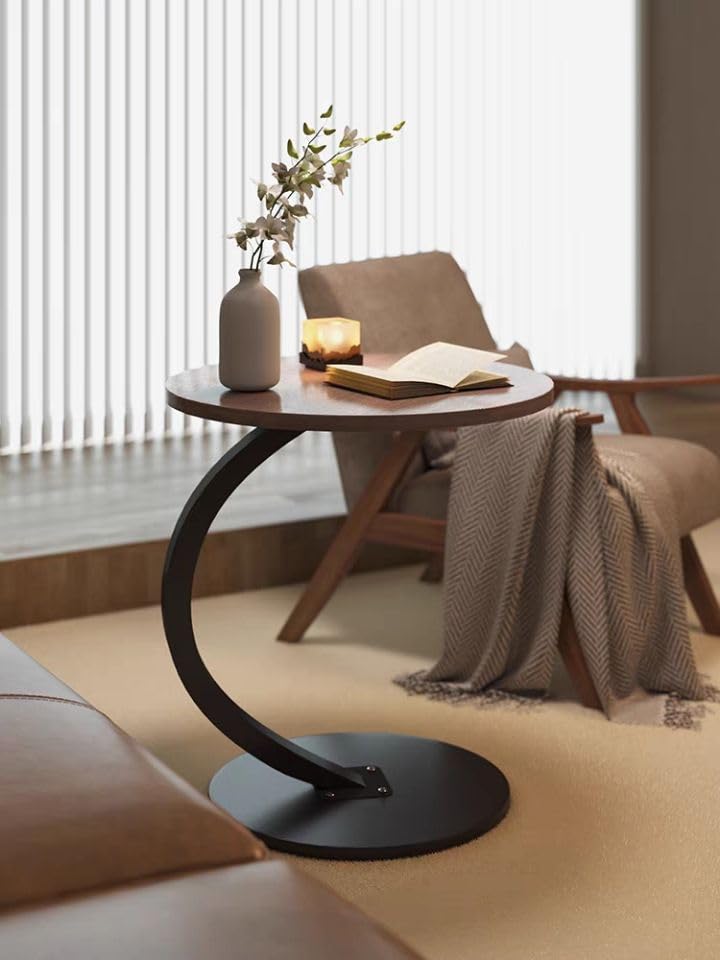 طاولة جانبية مدورة خشب x معدن