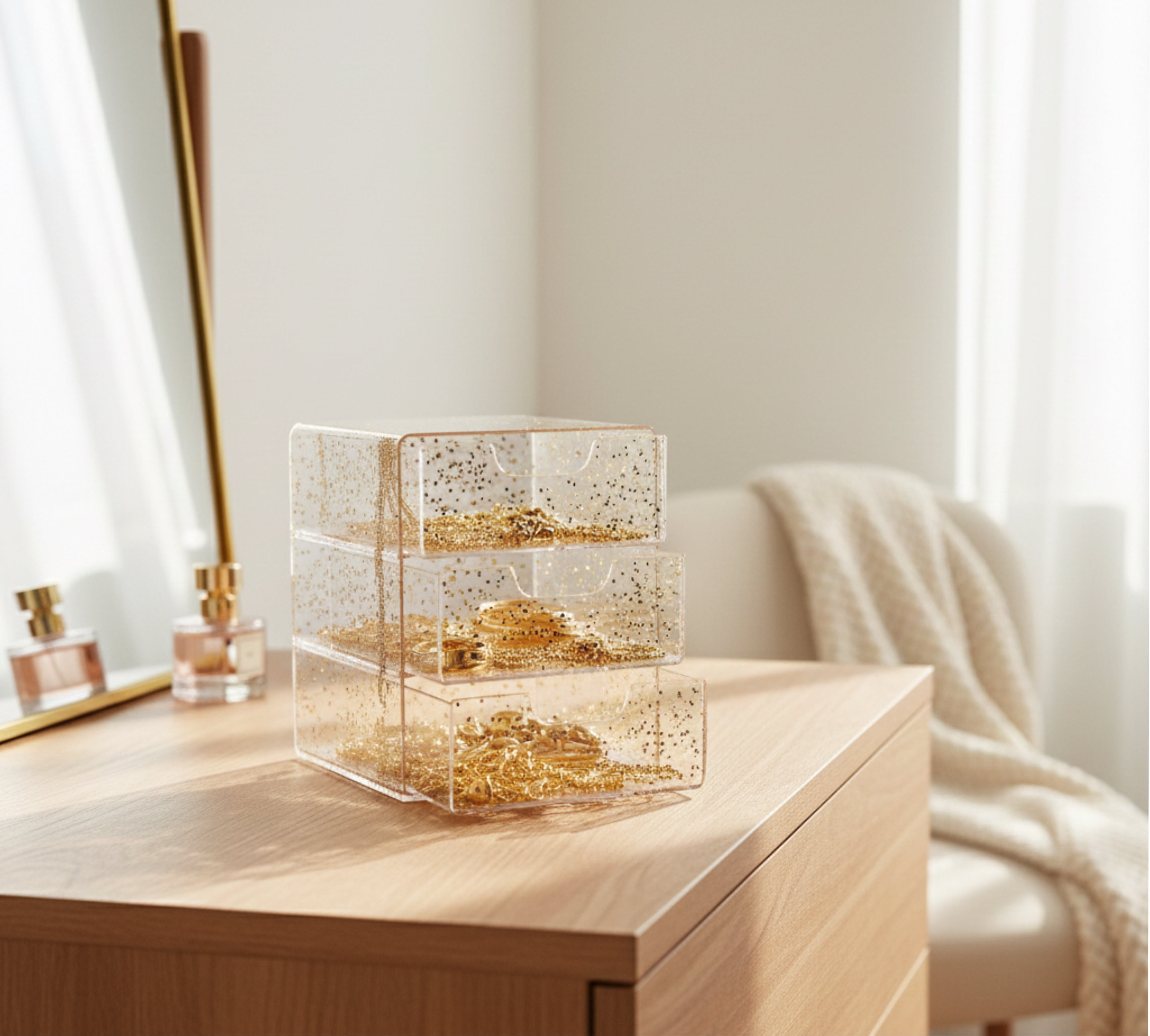 منظم لارتي الاكريلك - ذهبي