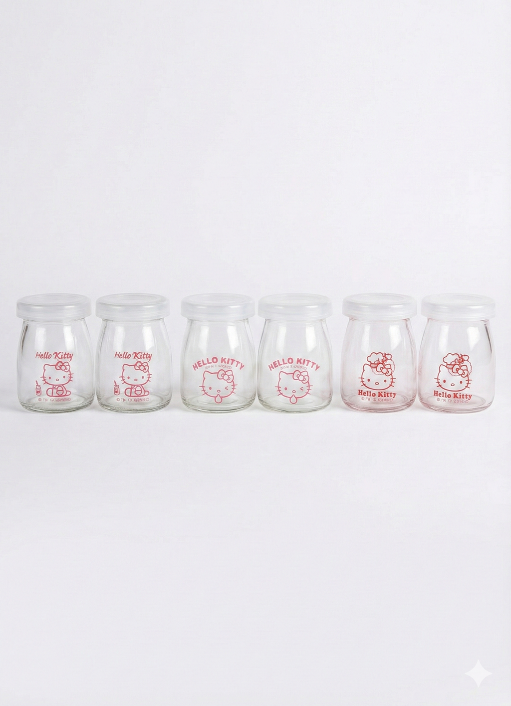 طقم زبادي زجاج Hello Kitty- ٦ قطع