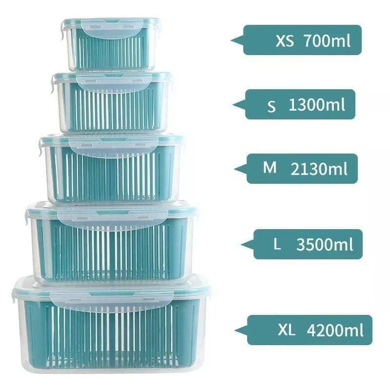 طقم علب ثلاجة بالمصفاة - 5 قطع