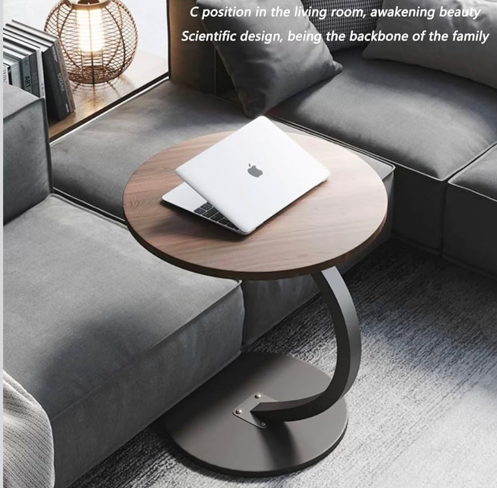 طاولة جانبية مدورة خشب x معدن