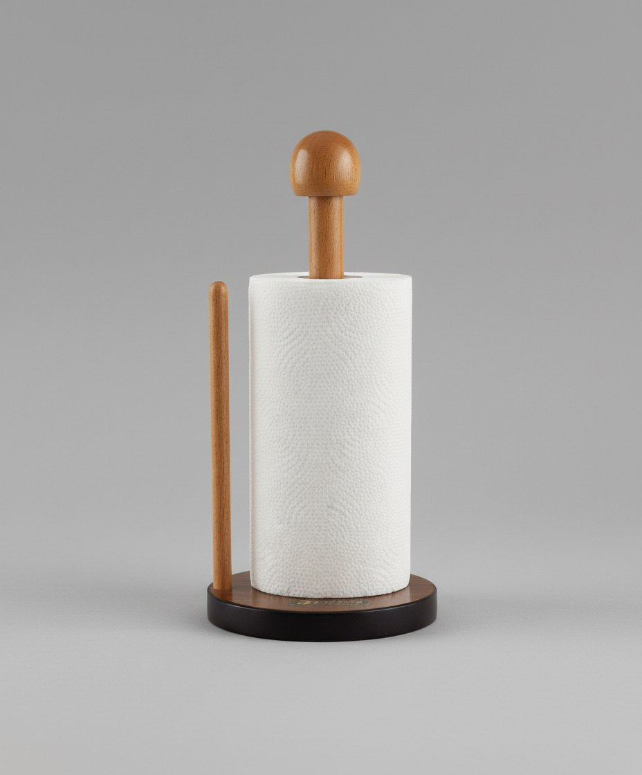 حامل مناديل مطبخ خشب مزدوج