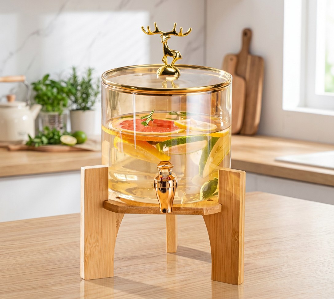 ديسبنسر عصير غزالة بقاعدة خشب - ٣ لتر