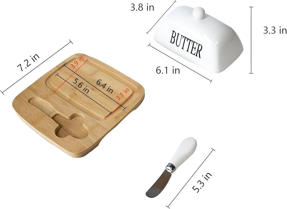 طقم زبدة بورسلين - ٣ قطع