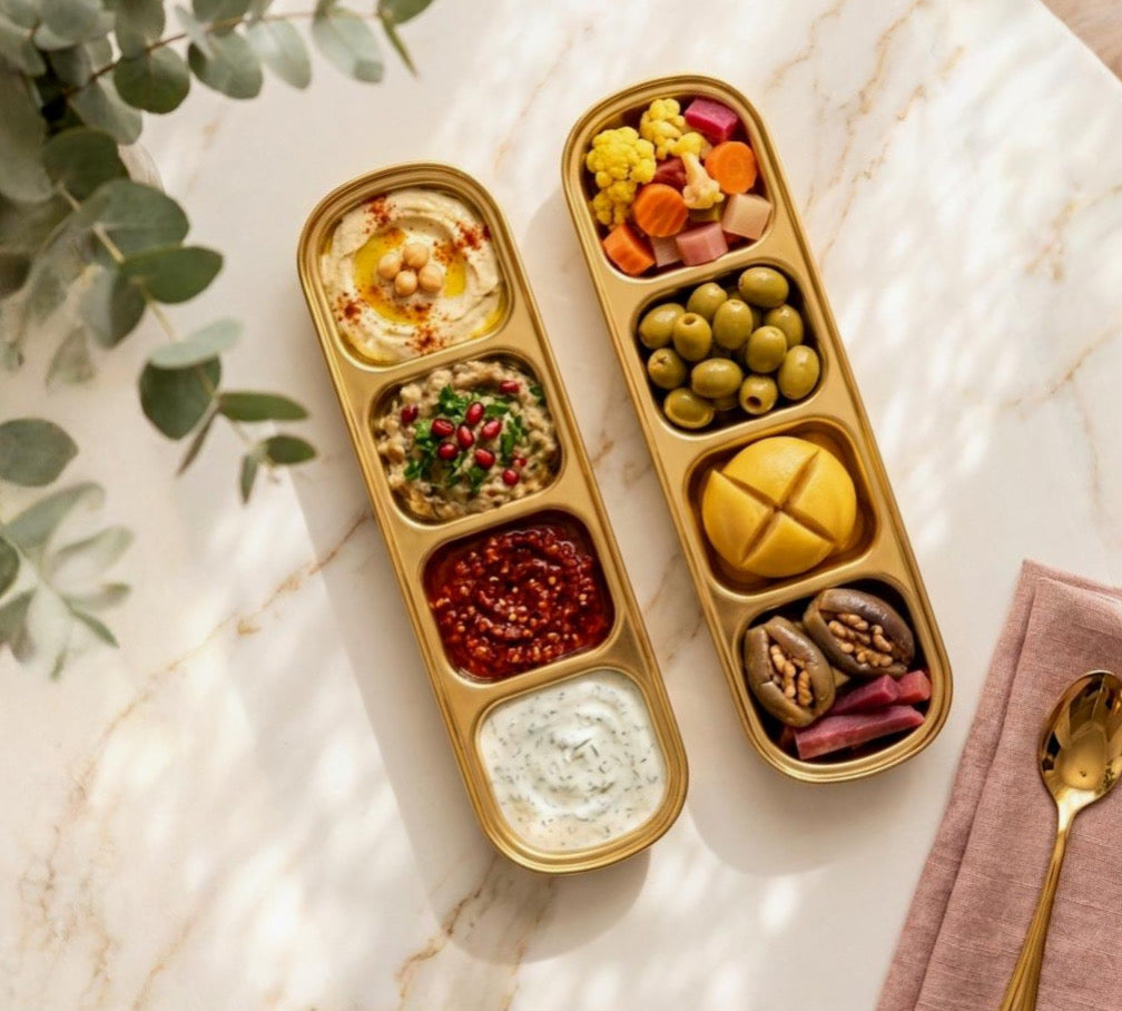 اطباق صوص ذهبي استانلس - ٢ قطعة