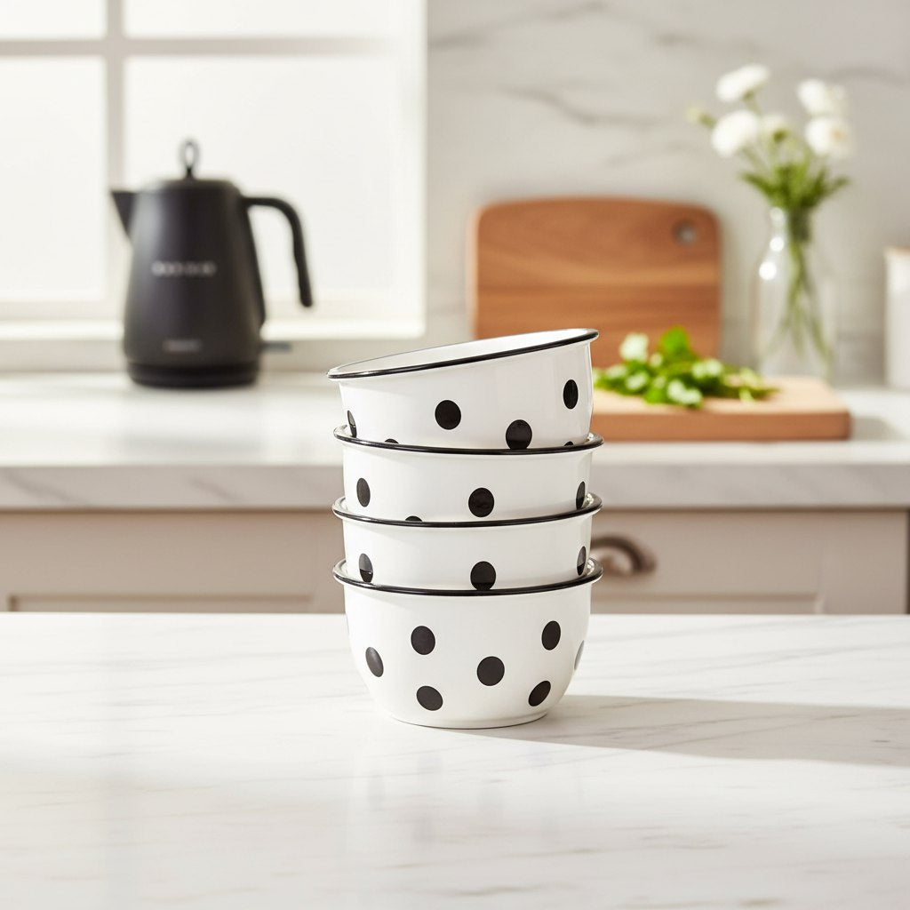 طقم بولات بورسلين منقط ٩ قطع