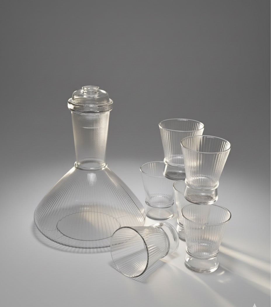 طقم شربات وعصير مضلع ٧ قطع