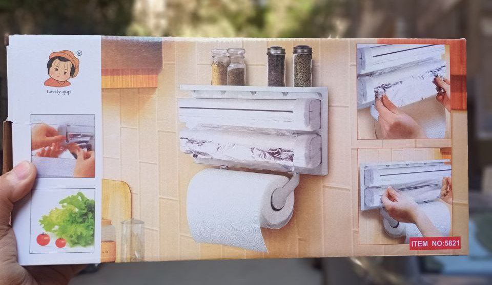 حامل ومنظم رول المطبخ 3*1