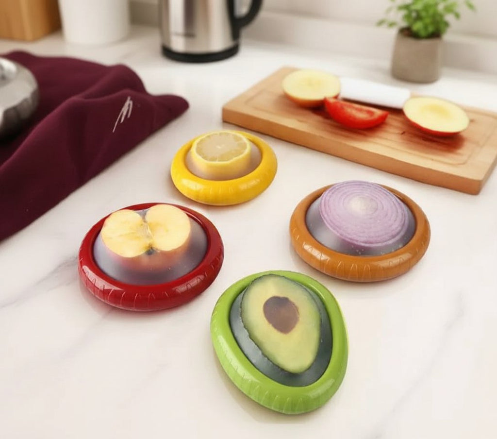 حافظة سيليكون مرنة لحفظ الفاكهة والخضار - 4 قطع