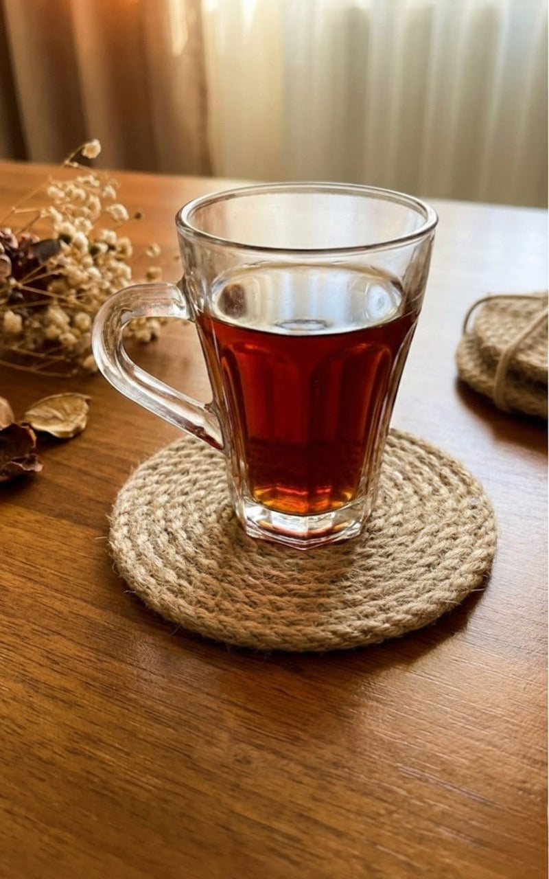 كوستر كتان هاند ميد مقاس 10 سم