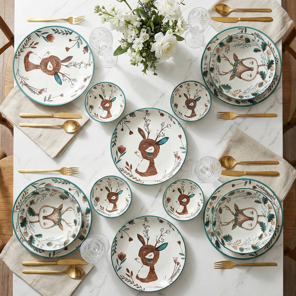 طقم غزالة بورسلين - ١٨ قطعة