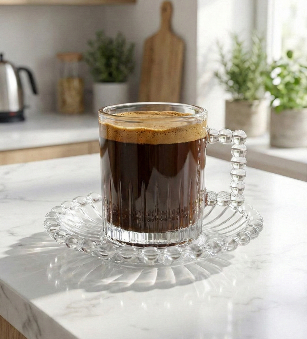 طقم مجات قهوة زجاج (6+6)