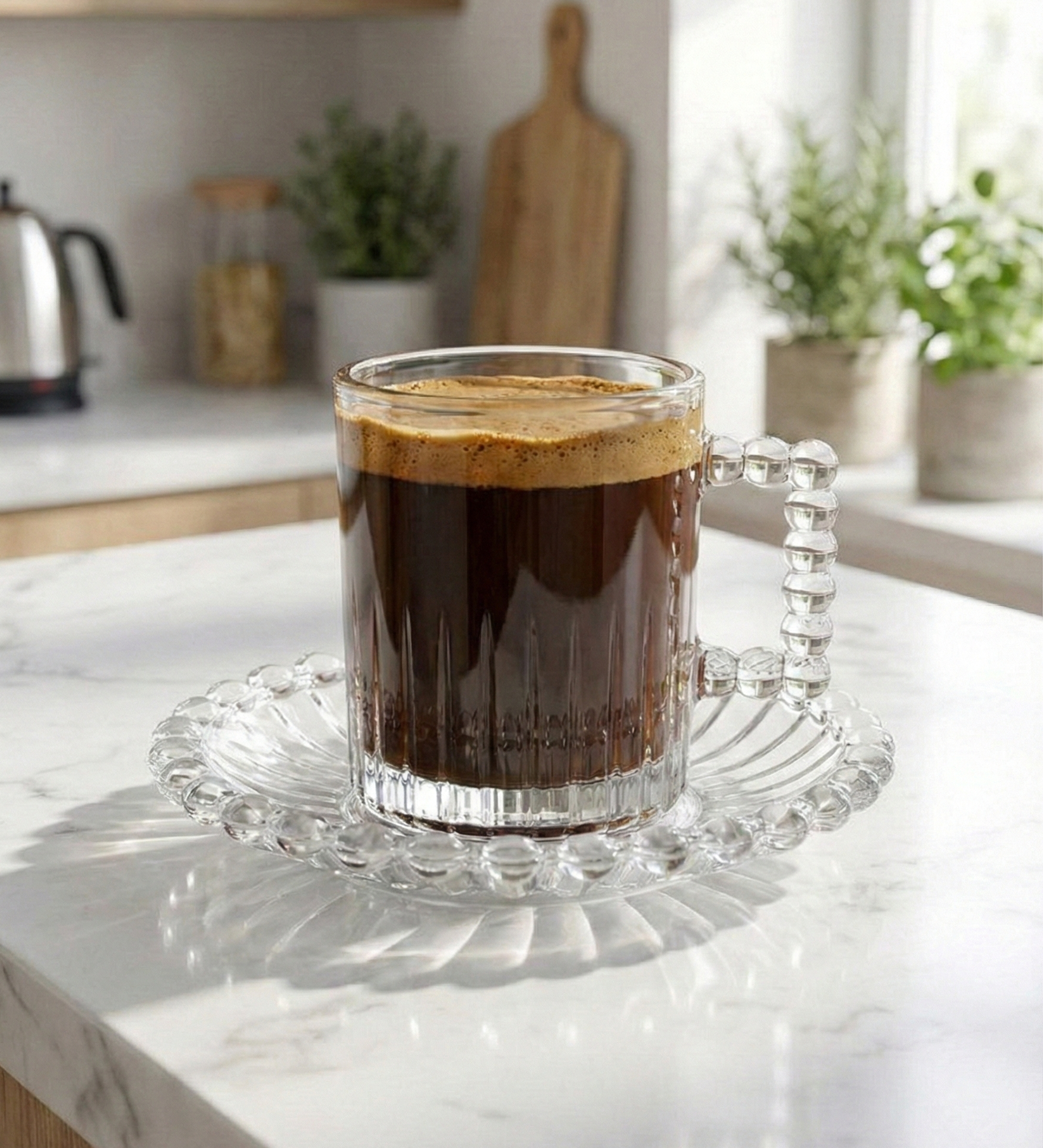 طقم مجات قهوة زجاج (6+6)