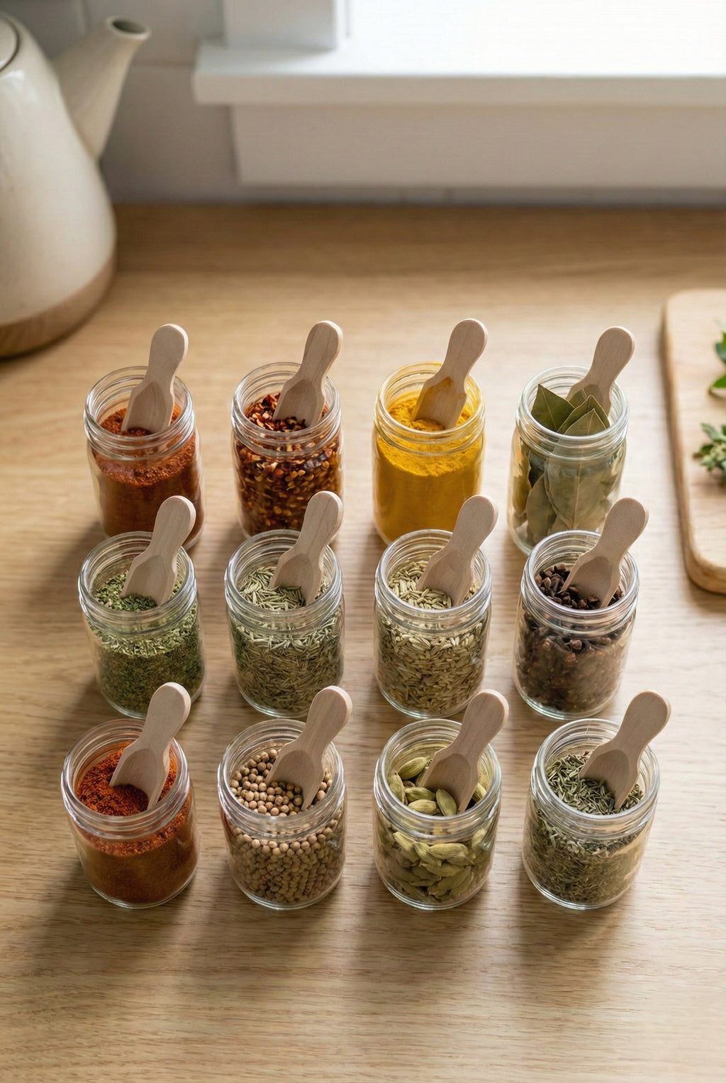 طقم جاروف توابل خشب بامبو - ١٠ قطعة