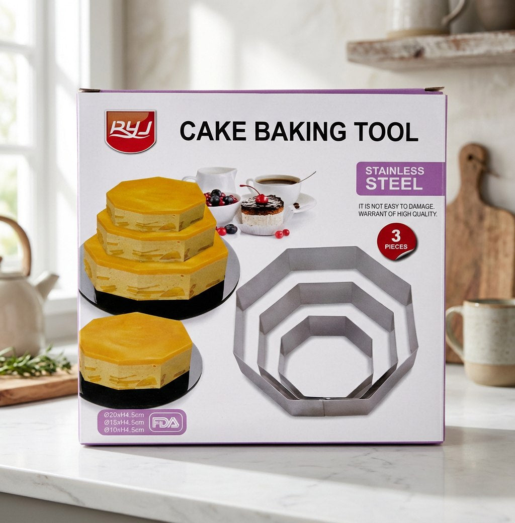 طقم تشكيل التورتة استانلس - مضلع