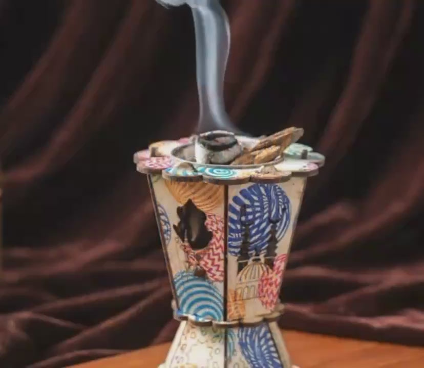 مبخرة / فواحة خشب فانوس ~ ٢٠ سم